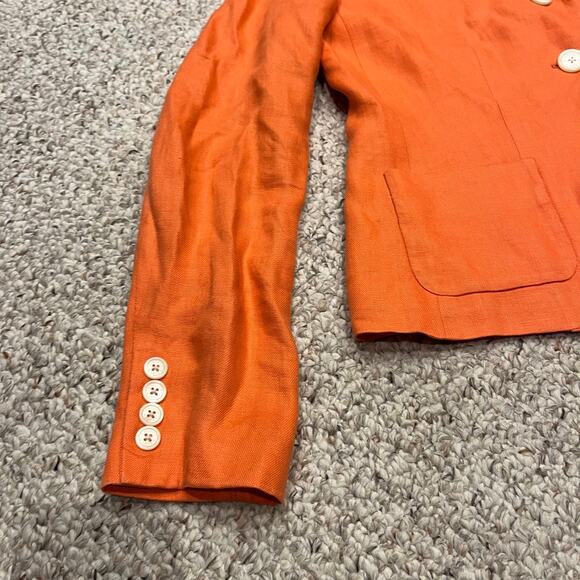 Lauren Ralph Lauren 100% Linen Blazer Orange Sz 4 Preppy Old Money Quiet Luxury - Picture 4 of 6